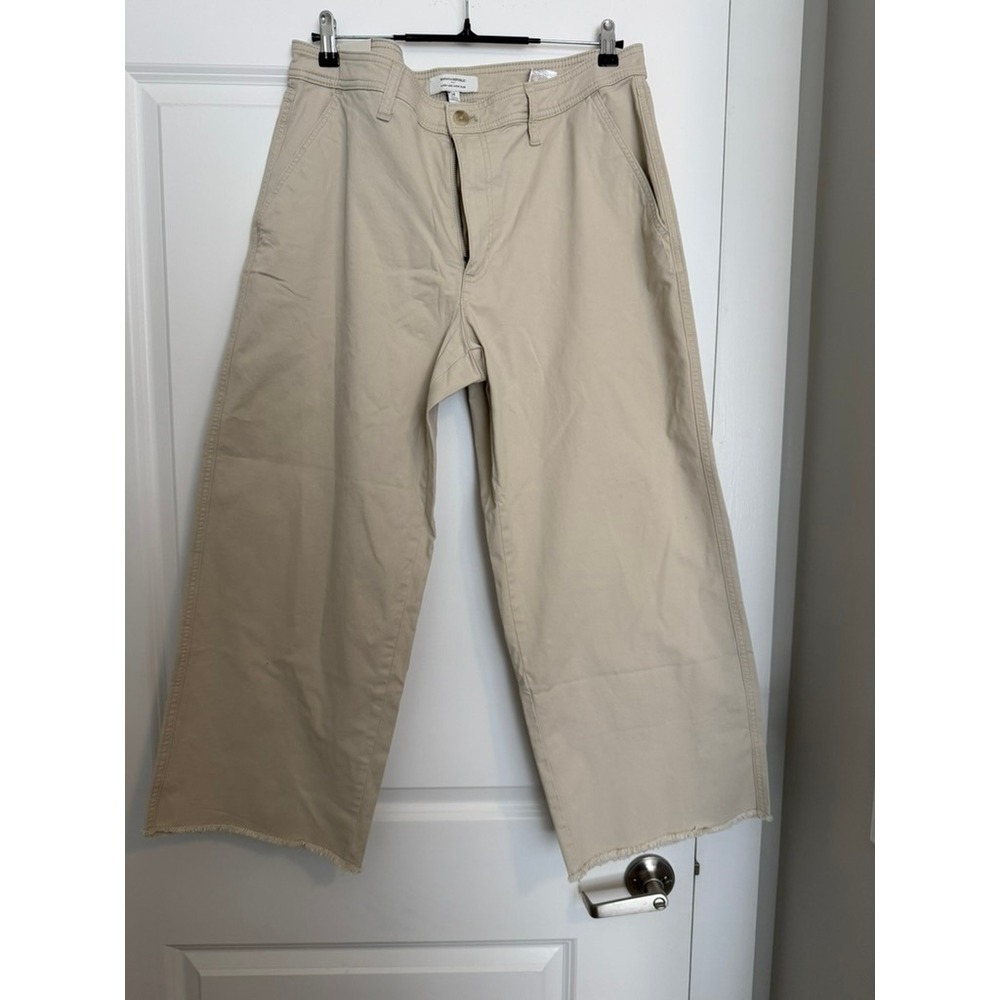 Banana Republic Womens Wide Leg High Rise Cropped Chino Beige 14‎ 771124-01-1